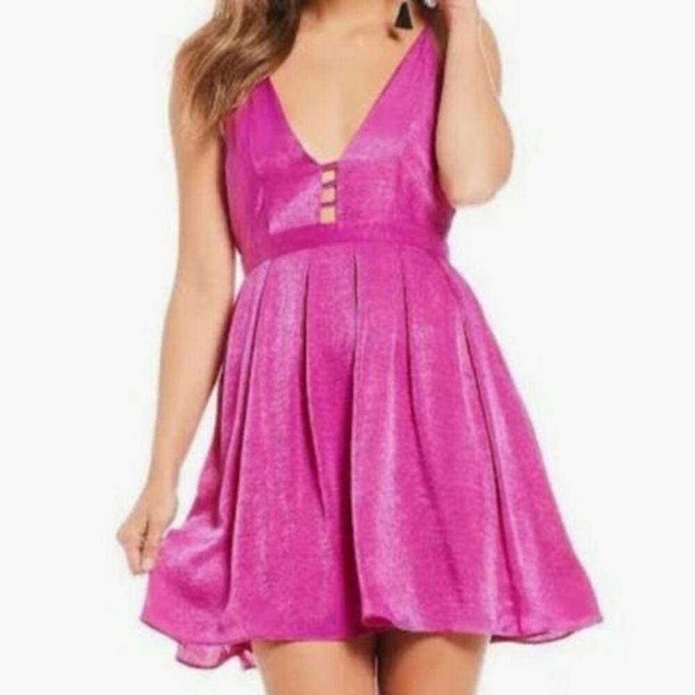 NWT Free People Gabby Party All Night Pink Shimmer Mini Dress